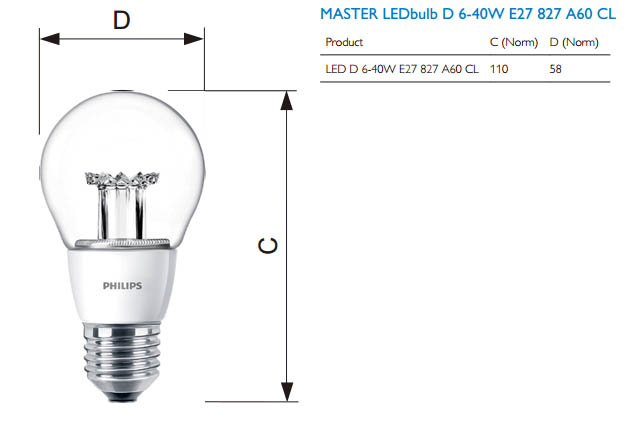MASTER LEDbulb D 6-40W E27 827 A60 CL MASTER LEDbulb D 6-40W E27 827 A60 CL